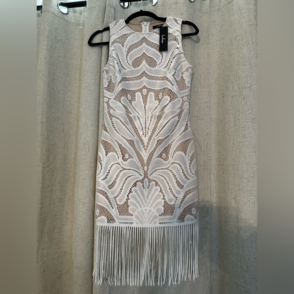 NWT Lulus White lace fringe mini dress - Picture 4 of 4